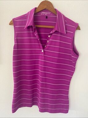 Nike Golf Women's Sleeveless Polo in Bright Purple with White Stripes